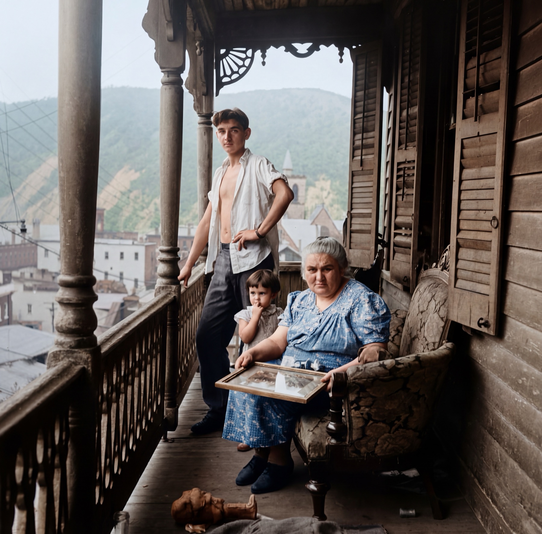 Colorized 4K upscaled family photo